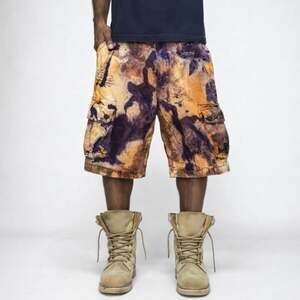 JNCO Style Urban Pipeline Custom Bleached Tie Dye Cargo Shorts Waist 32